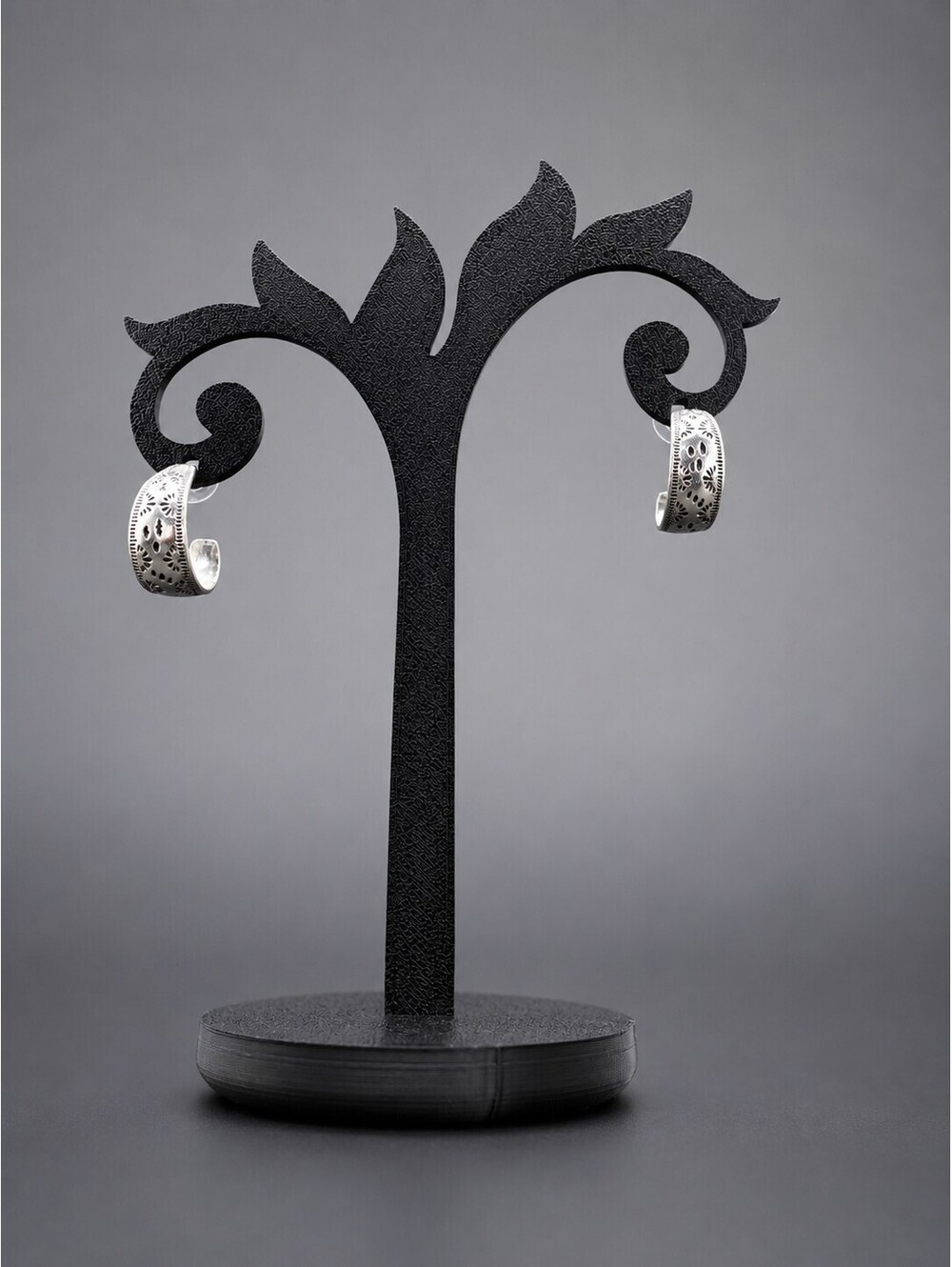 Southwest Silver Textured Hoop Earrings